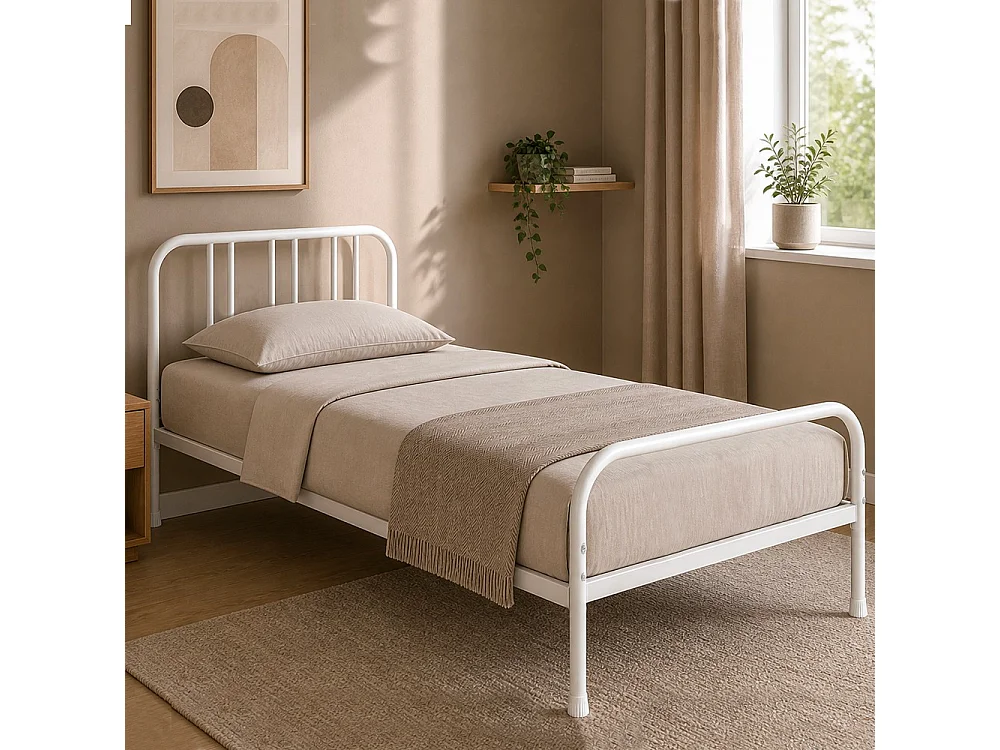 Letto singolo in metallo Genoa colore bianco