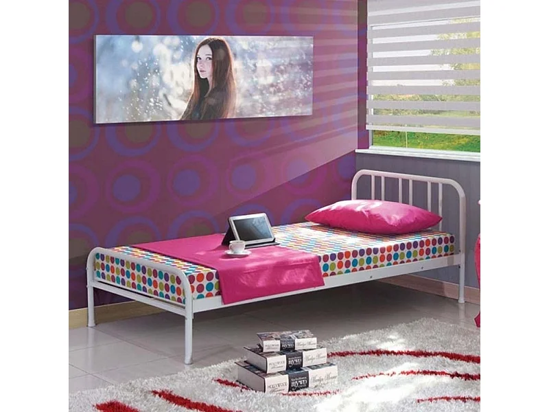 Letto singolo in metallo Genoa colore bianco