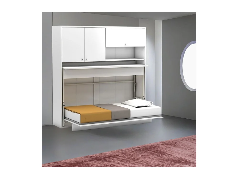 Letto a scomparsa singolo con scrivania estraibile Nitro bianco 207x35x208H