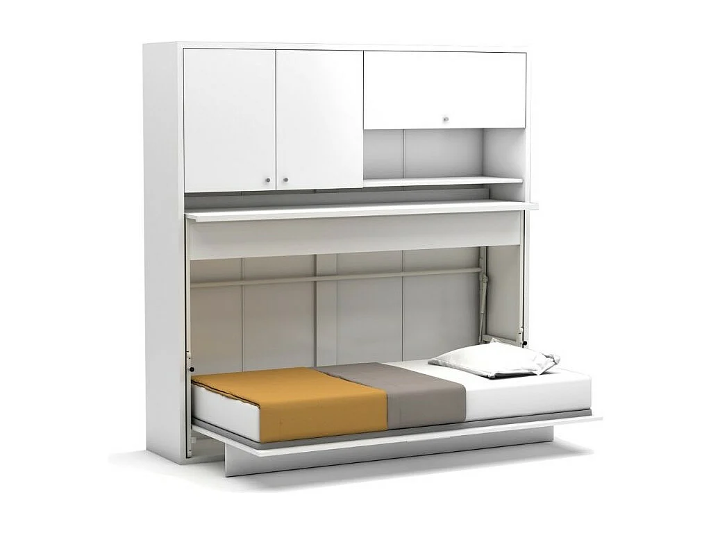 Letto a scomparsa singolo con scrivania estraibile Nitro bianco 207x35x208H
