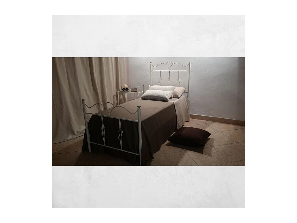 Letto singolo ferro battuto Primula colore bianco oro
