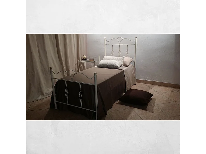 Letto singolo ferro battuto Primula colore bianco oro