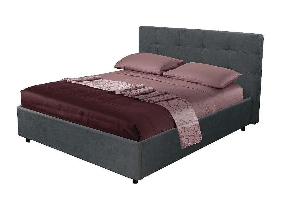 Letto Matrimoniale contenitore Ascoli 182x210x110H tessuto colore ash grigio