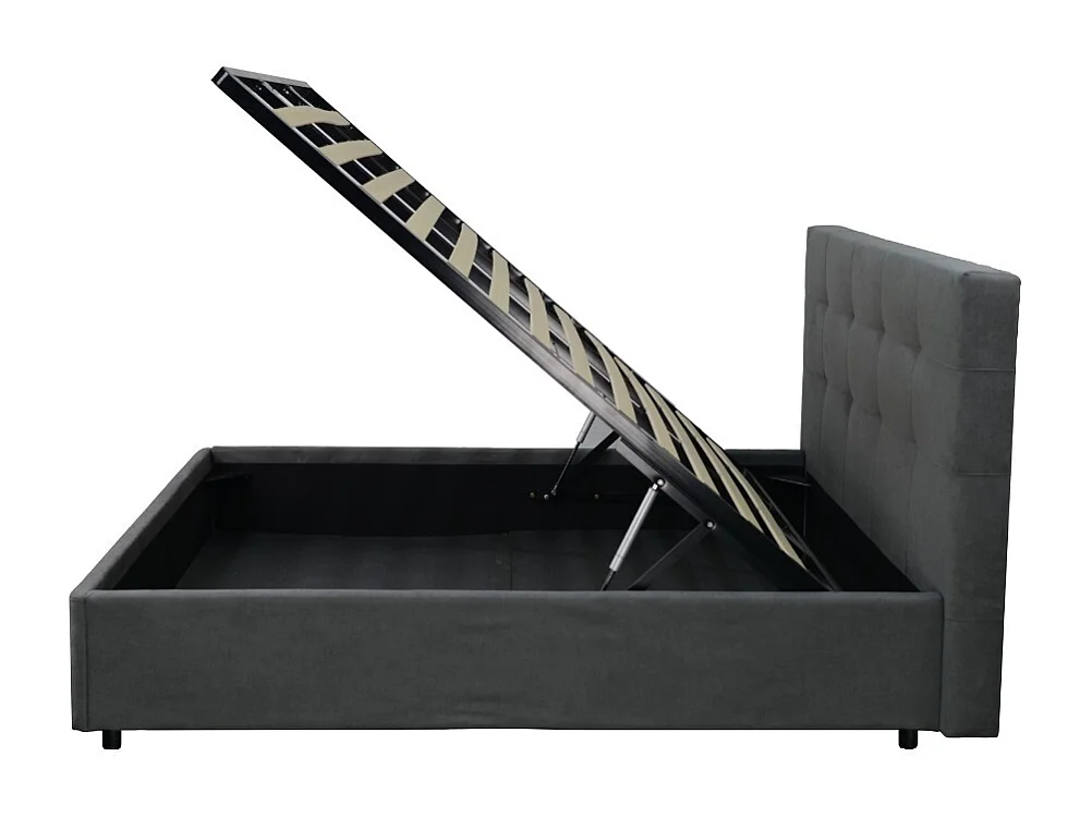 Letto Matrimoniale contenitore Ascoli 182x210x110H tessuto colore ash grigio