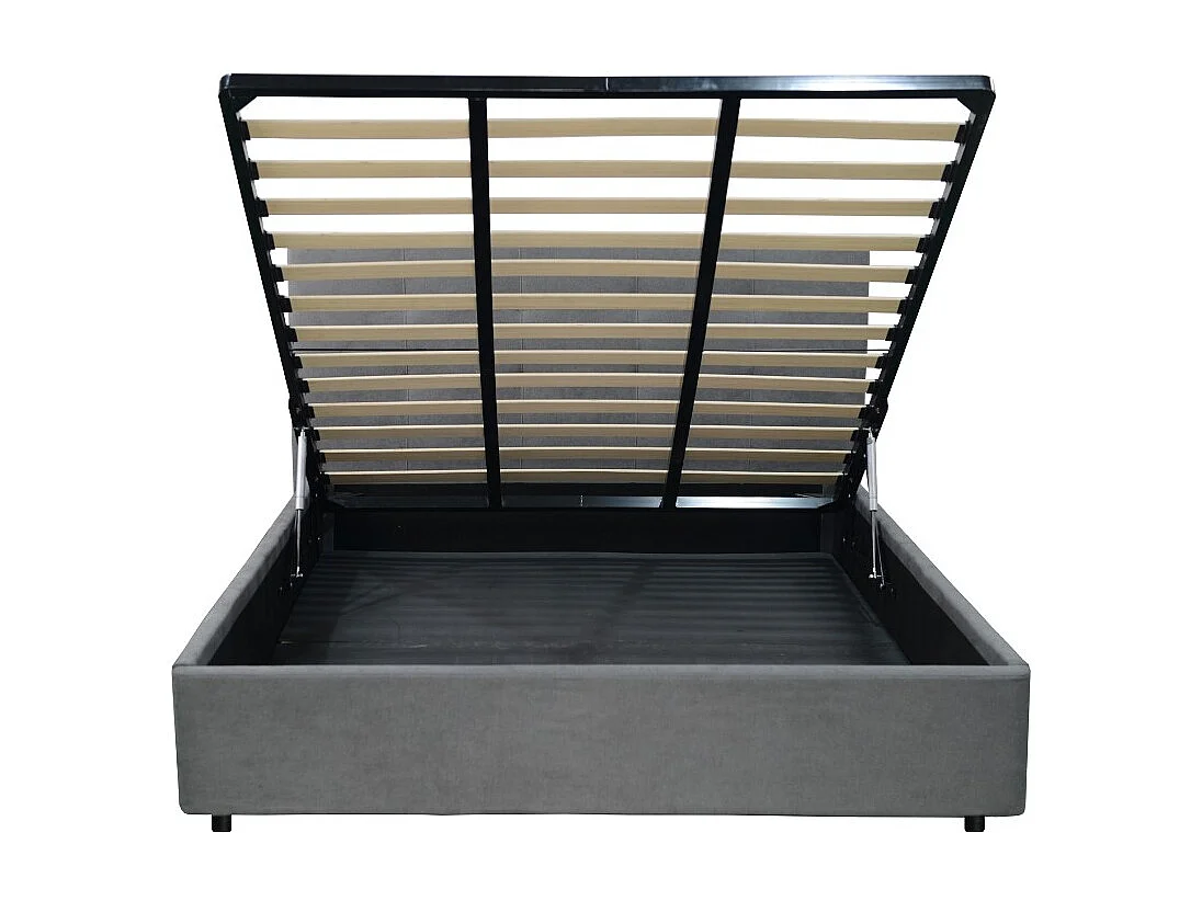 Letto Matrimoniale contenitore Ascoli 182x210x110H tessuto colore ash grigio