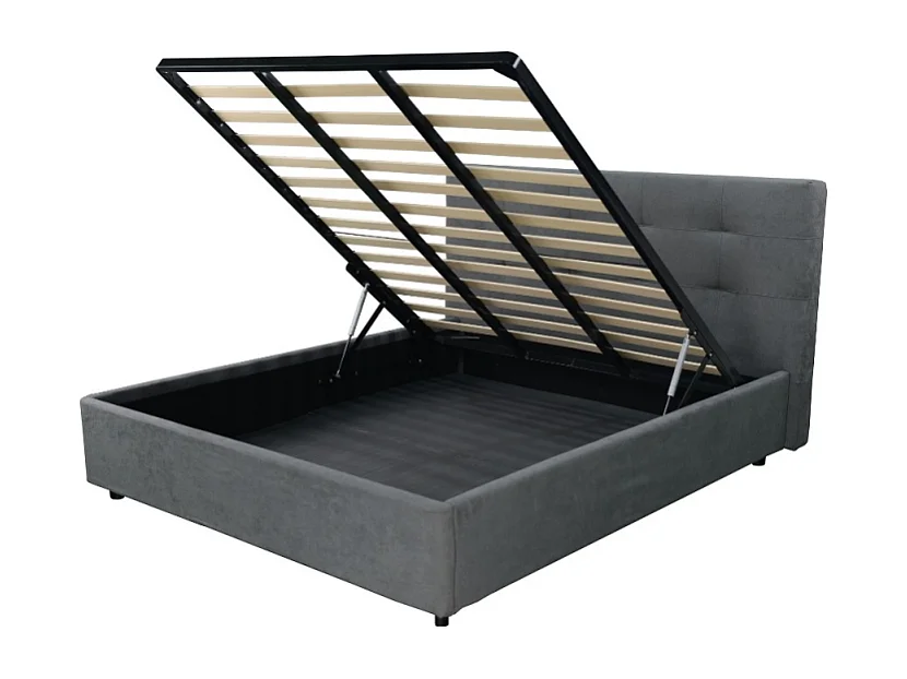 Letto Matrimoniale contenitore Ascoli 182x210x110H tessuto colore ash grigio