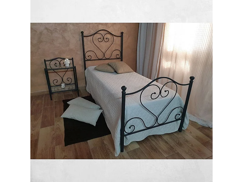 Letto singolo ferro battuto Papavero colore nero oro