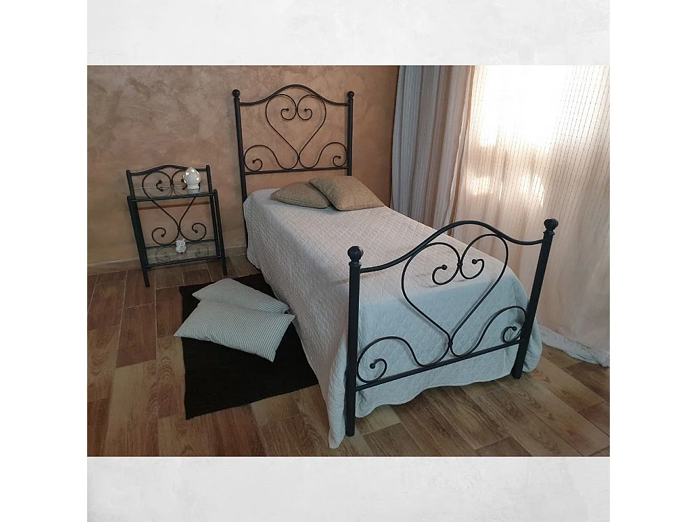 Letto singolo ferro battuto Papavero colore nero oro