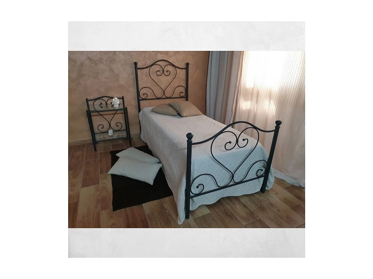Letto singolo ferro battuto Papavero colore nero oro