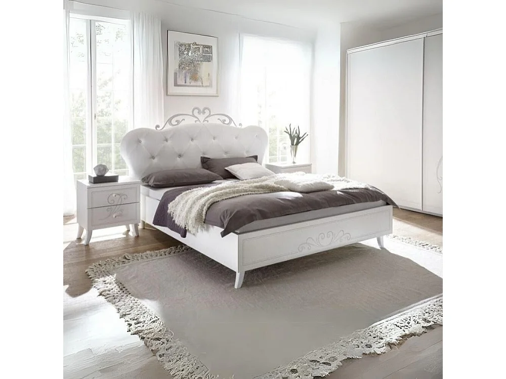 Letto in legno Pamuk colore bianco