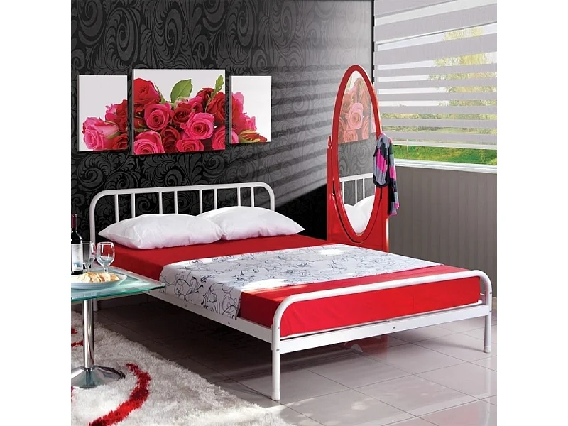 Letto matrimoniale in metallo Genoa colore bianco