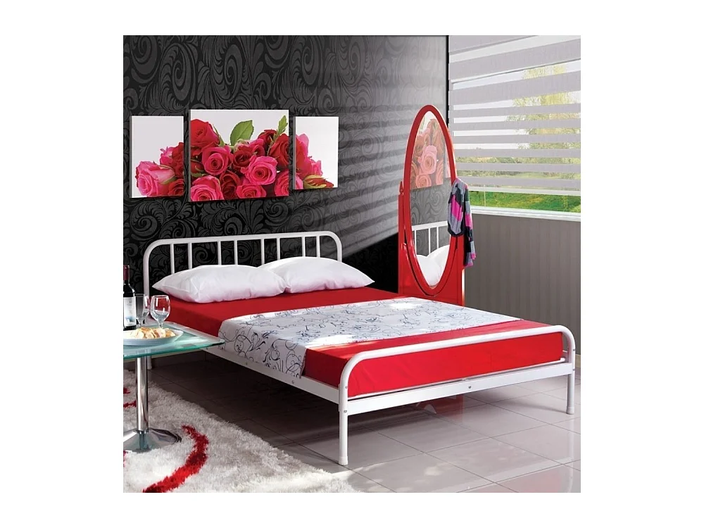 Letto matrimoniale in metallo Genoa colore bianco