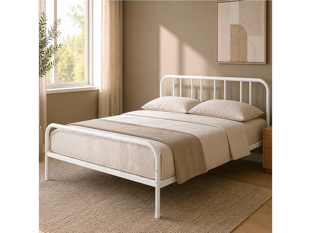 Letto matrimoniale in metallo Genoa colore bianco
