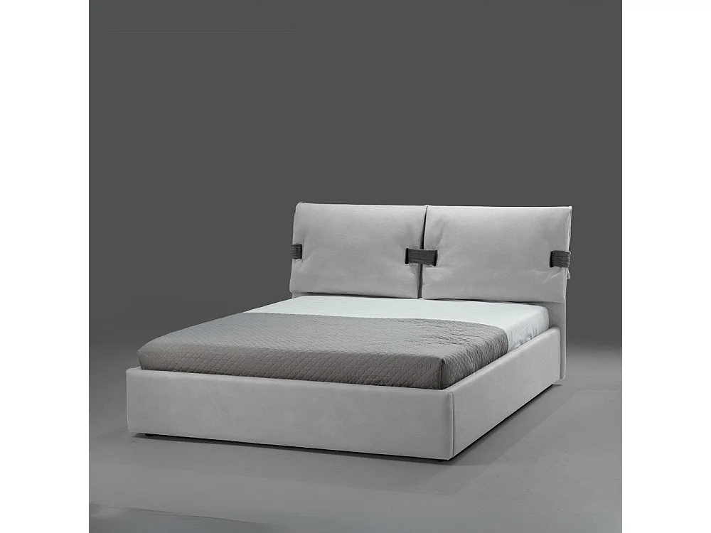 Letto matrimoniale contenitore Grenoble tessuto grigio ghiaccio 176x218x118H