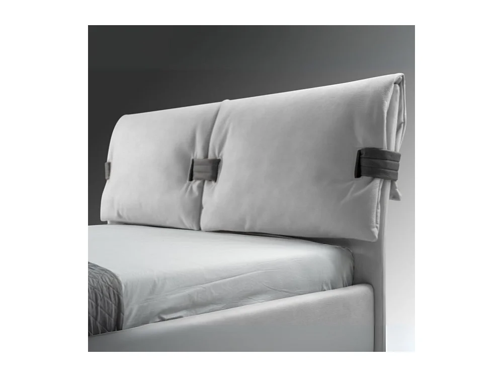 Letto matrimoniale contenitore Grenoble tessuto grigio ghiaccio 176x218x118H