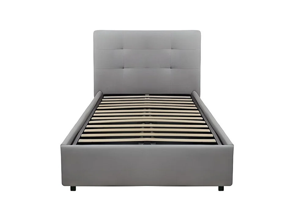 Letto singolo con contenitore Ascoli 102x210x110H tessuto colore grigio chiaro