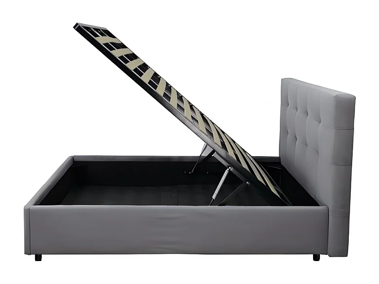 Letto singolo con contenitore Ascoli 102x210x110H tessuto colore grigio chiaro