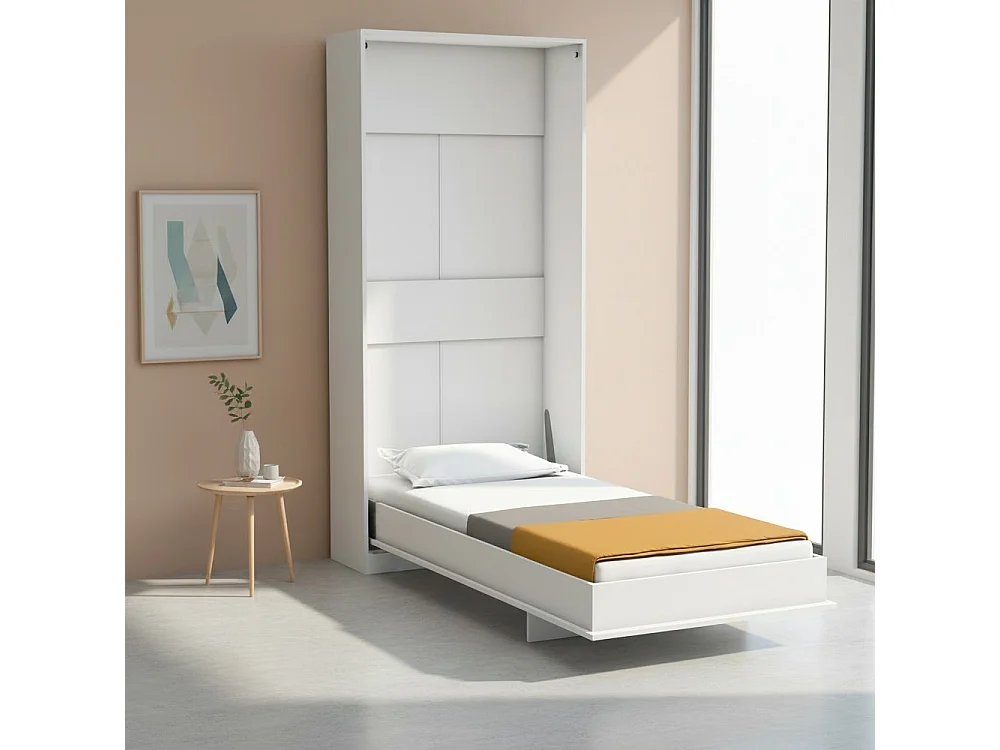 Letto singolo a scomparsa salvaspazio Happy bianco 104x38x221H