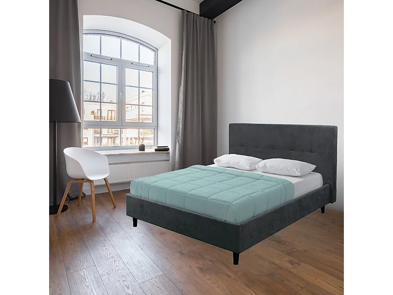 Letto matrimoniale con rete inclusa Snello tessuto colore ash grigio