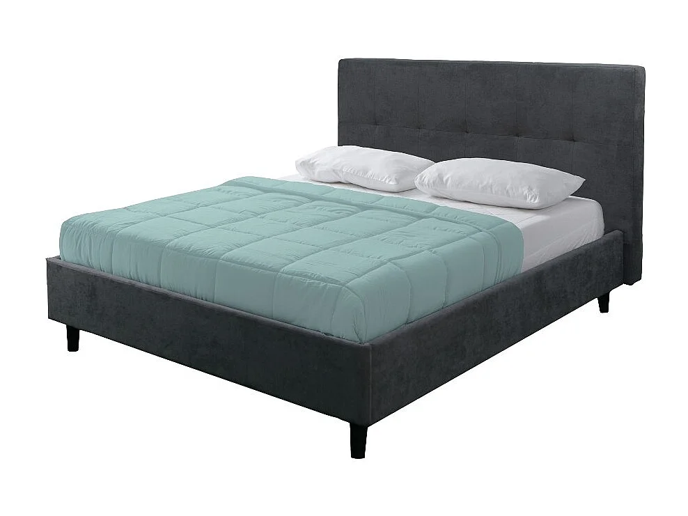 Letto matrimoniale con rete inclusa Snello tessuto colore ash grigio