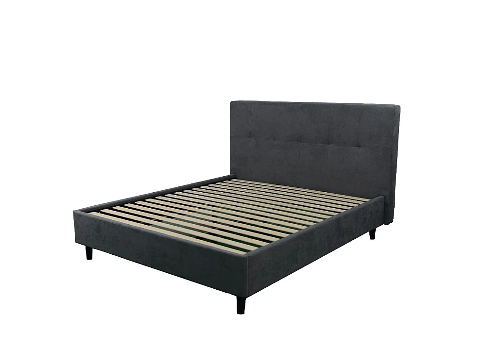 Letto matrimoniale con rete inclusa Snello tessuto colore ash grigio