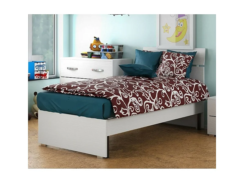 Letto singolo in legno colore bianco frassinato