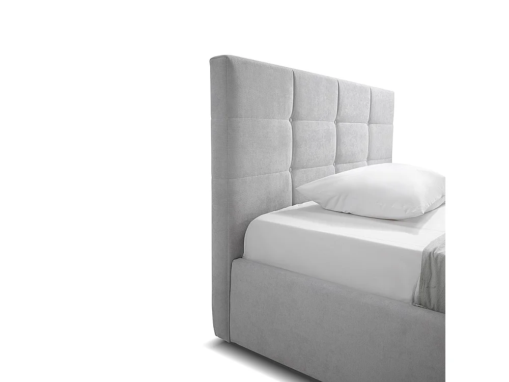 Letto una piazza e mezza con contenitore Napoli tessuto colore grigio