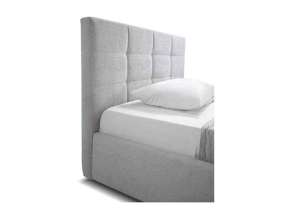 Letto una piazza e mezza con contenitore Napoli tessuto colore grigio