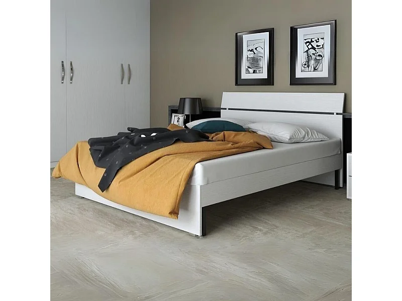 Letto una piazza e mezza in legno colore bianco frassinato