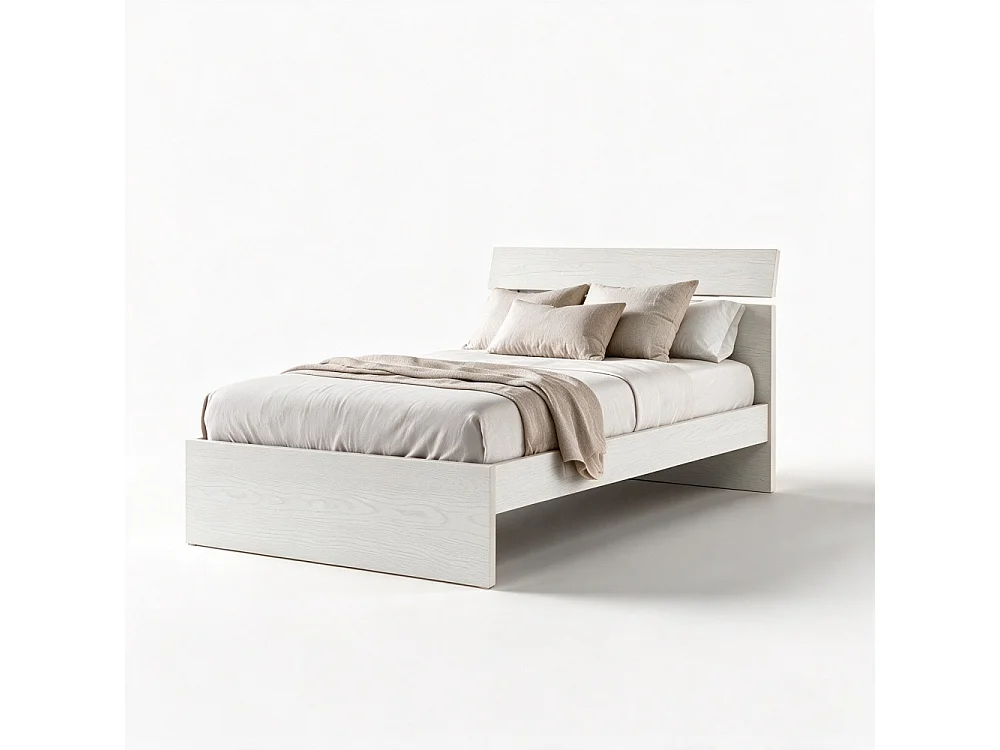 Letto una piazza e mezza in legno colore bianco frassinato