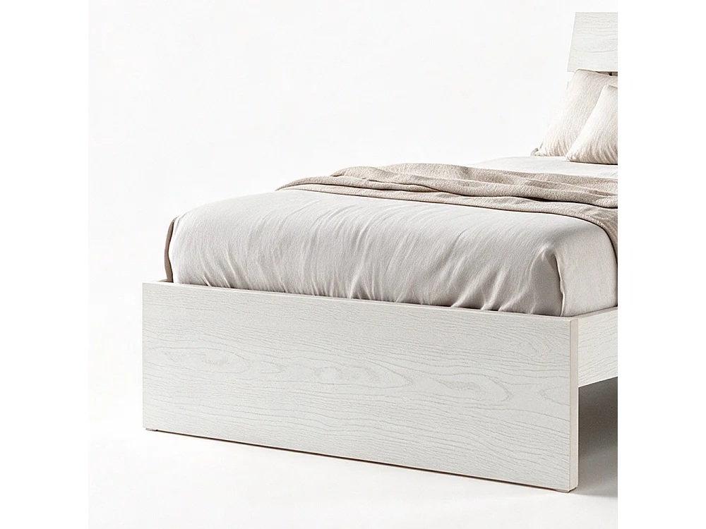 Letto una piazza e mezza in legno colore bianco frassinato