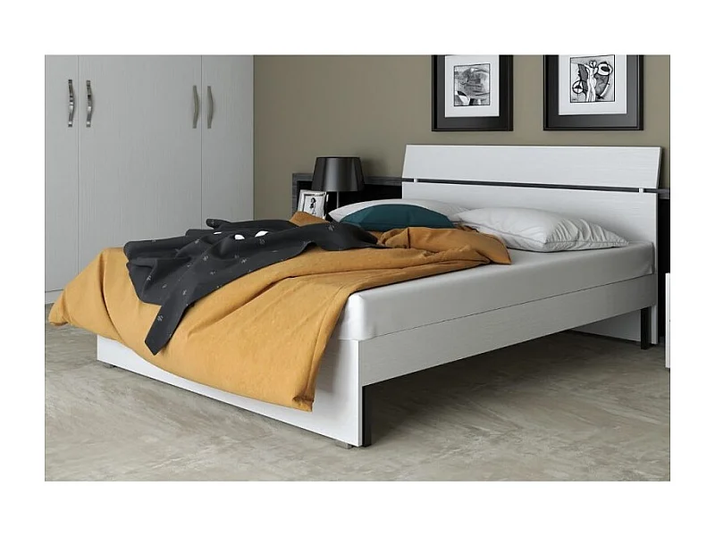 Letto una piazza e mezza in legno colore bianco frassinato