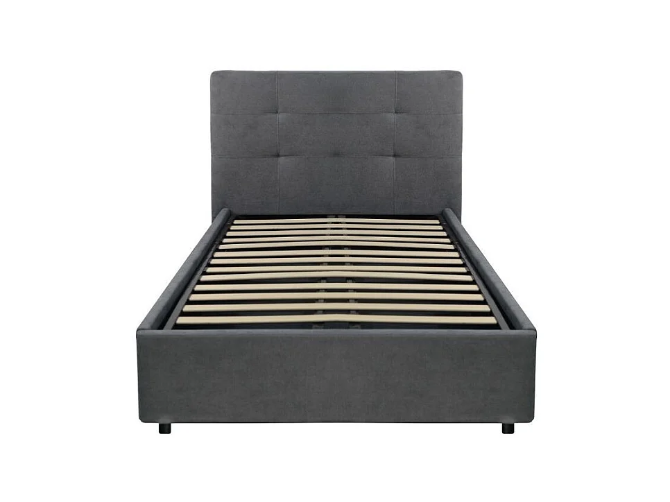 Letto singolo con contenitore Ascoli 102x210x110H tessuto colore ash grigio
