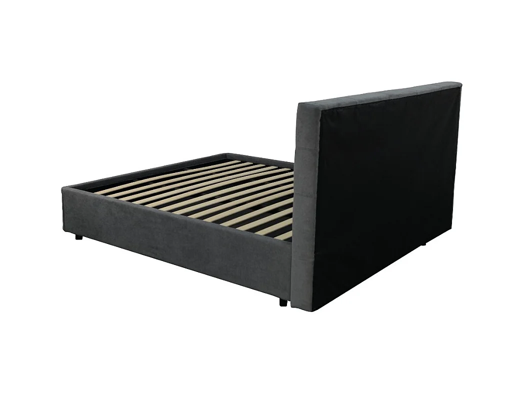 Letto singolo con contenitore Ascoli 102x210x110H tessuto colore ash grigio