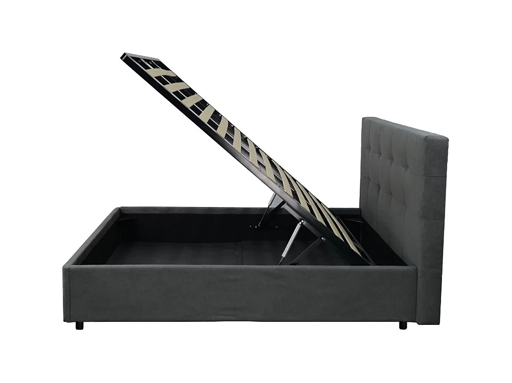 Letto singolo con contenitore Ascoli 102x210x110H tessuto colore ash grigio