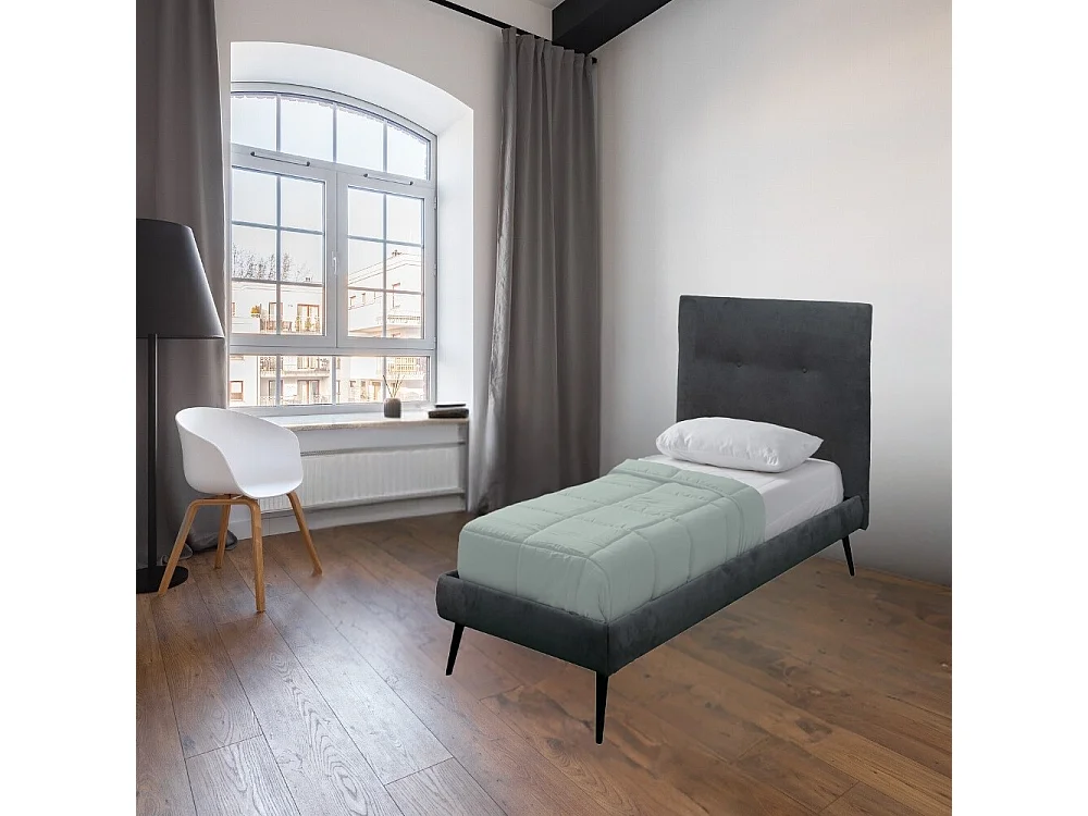 Letto singolo con rete inclusa Stiletto tessuto colore ash grigio