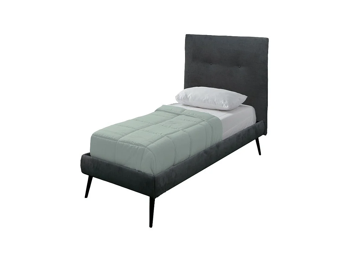 Letto singolo con rete inclusa Stiletto tessuto colore ash grigio