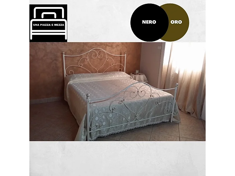 Letto una piazza e mezza ferro battuto Papavero colore nero oro