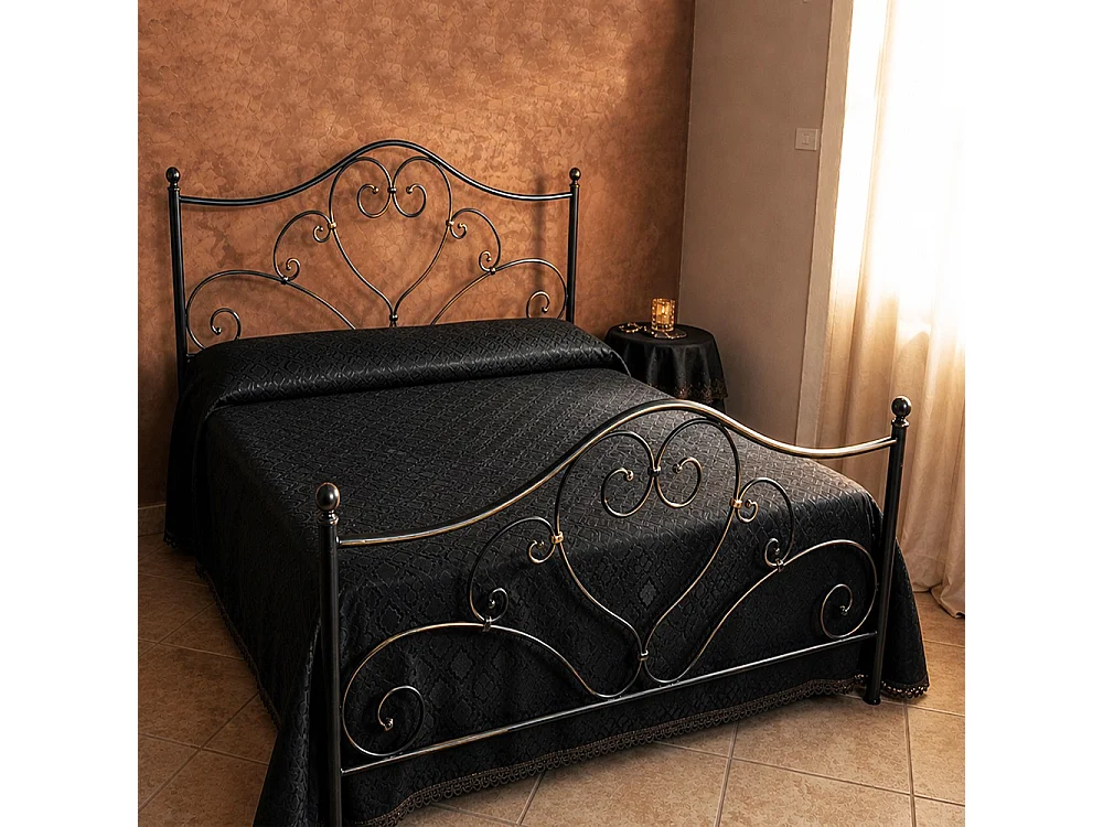 Letto una piazza e mezza ferro battuto Papavero colore nero oro