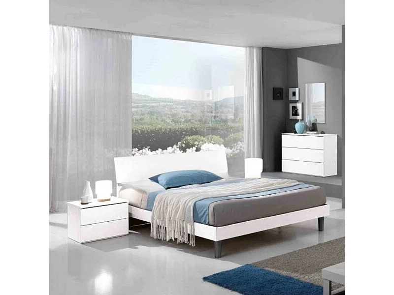 Letto singolo in legno 100x205x88h Manitoba colore bianco