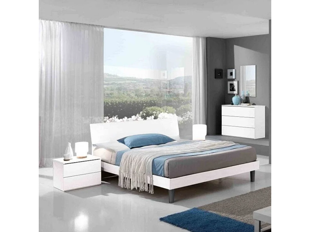 Letto singolo in legno 100x205x88h Manitoba colore bianco