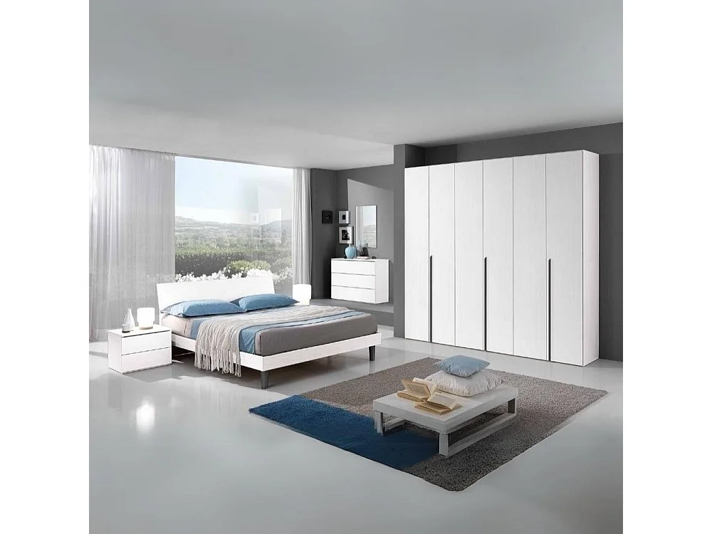 Letto singolo in legno 100x205x88h Manitoba colore bianco