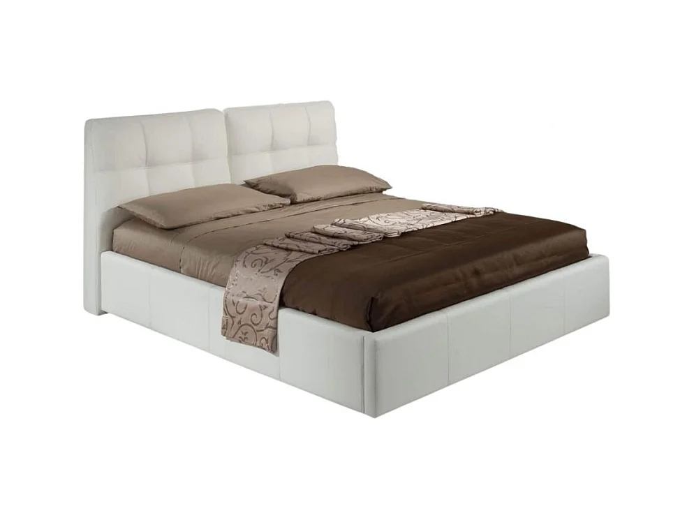 Letto matrimoniale con contenitore Melia ecopelle colore bianco
