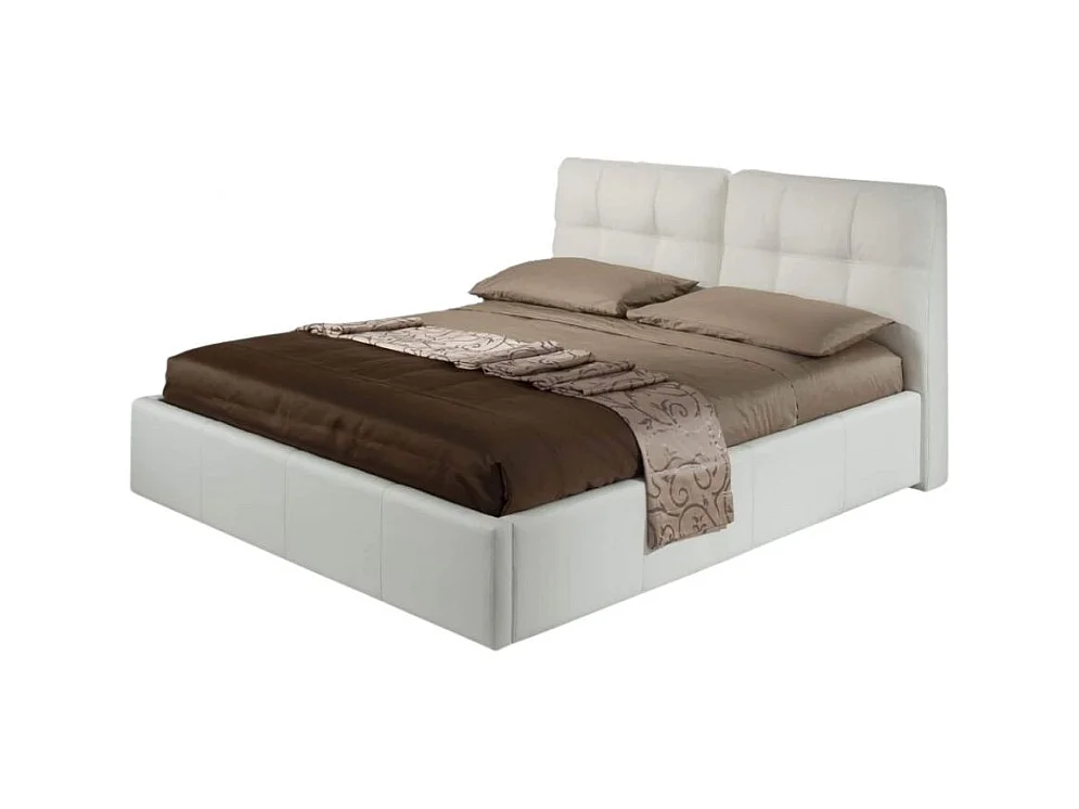 Letto matrimoniale con contenitore Melia ecopelle colore bianco