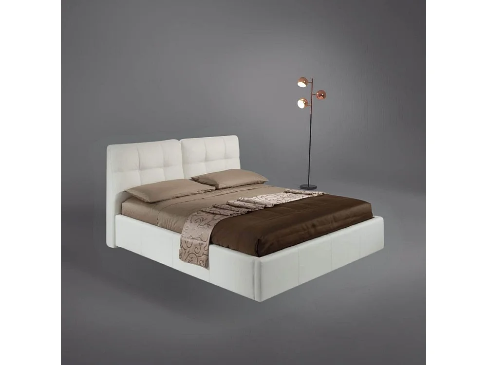 Letto matrimoniale con contenitore Melia ecopelle colore bianco