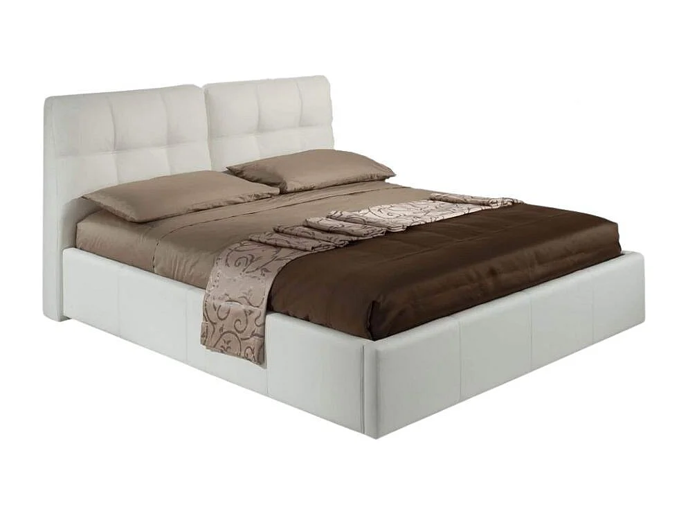 Letto matrimoniale con contenitore Melia ecopelle colore bianco