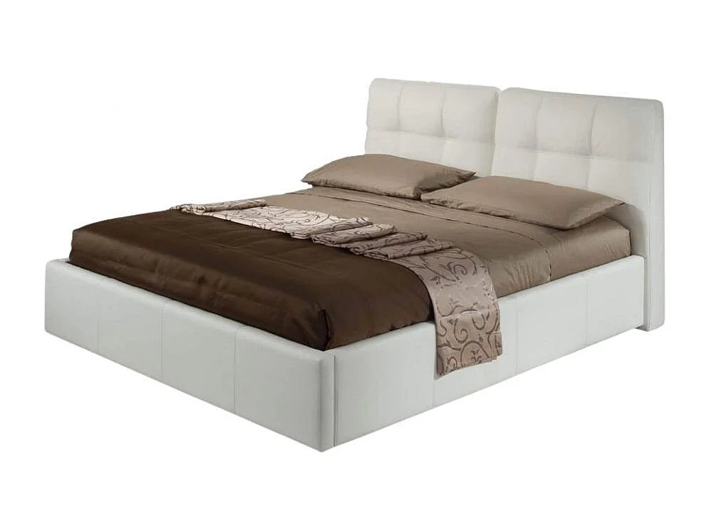 Letto matrimoniale con contenitore Melia ecopelle colore bianco