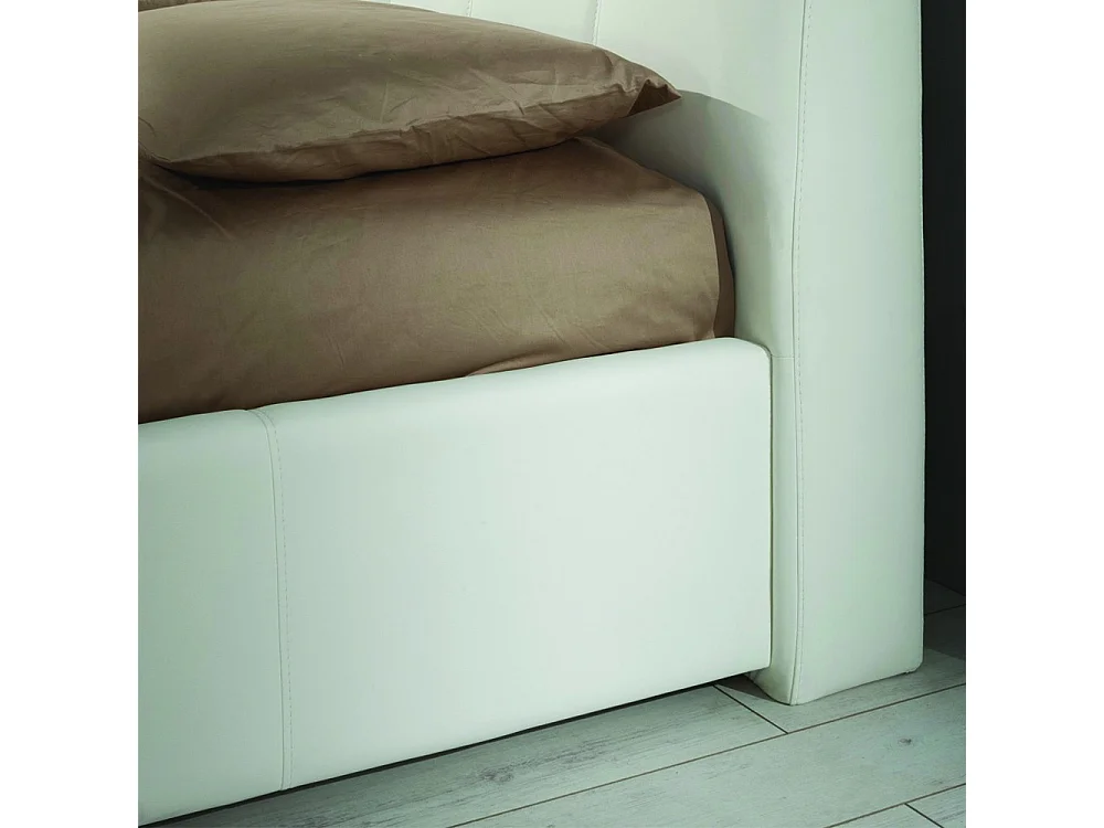 Letto matrimoniale con contenitore Melia ecopelle colore bianco