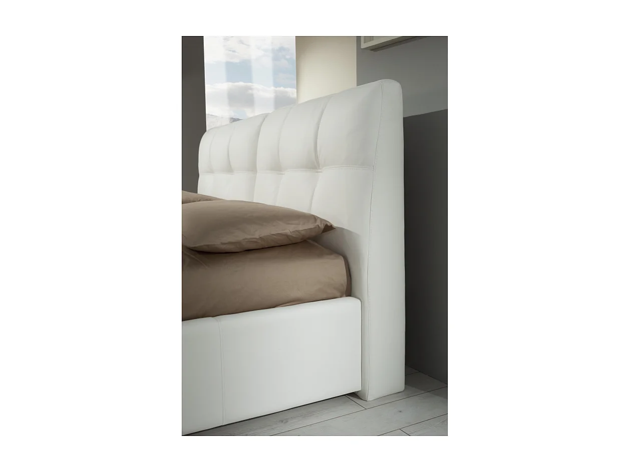 Letto matrimoniale con contenitore Melia ecopelle colore bianco