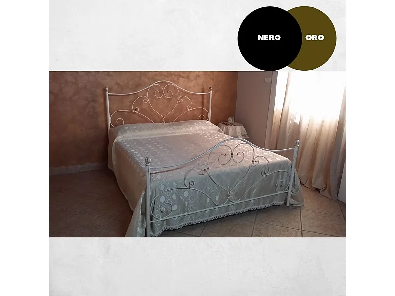 Letto matrimoniale ferro battuto Papavero colore nero oro